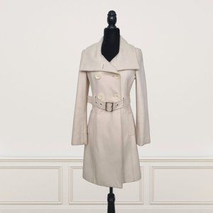 Guess Double Breasted Trench Coat - Wool & Polyester